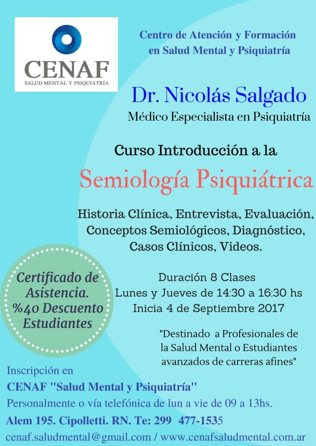 Curso -Introducción a la Semiología Psiquiátrica 2017- 2º semestre